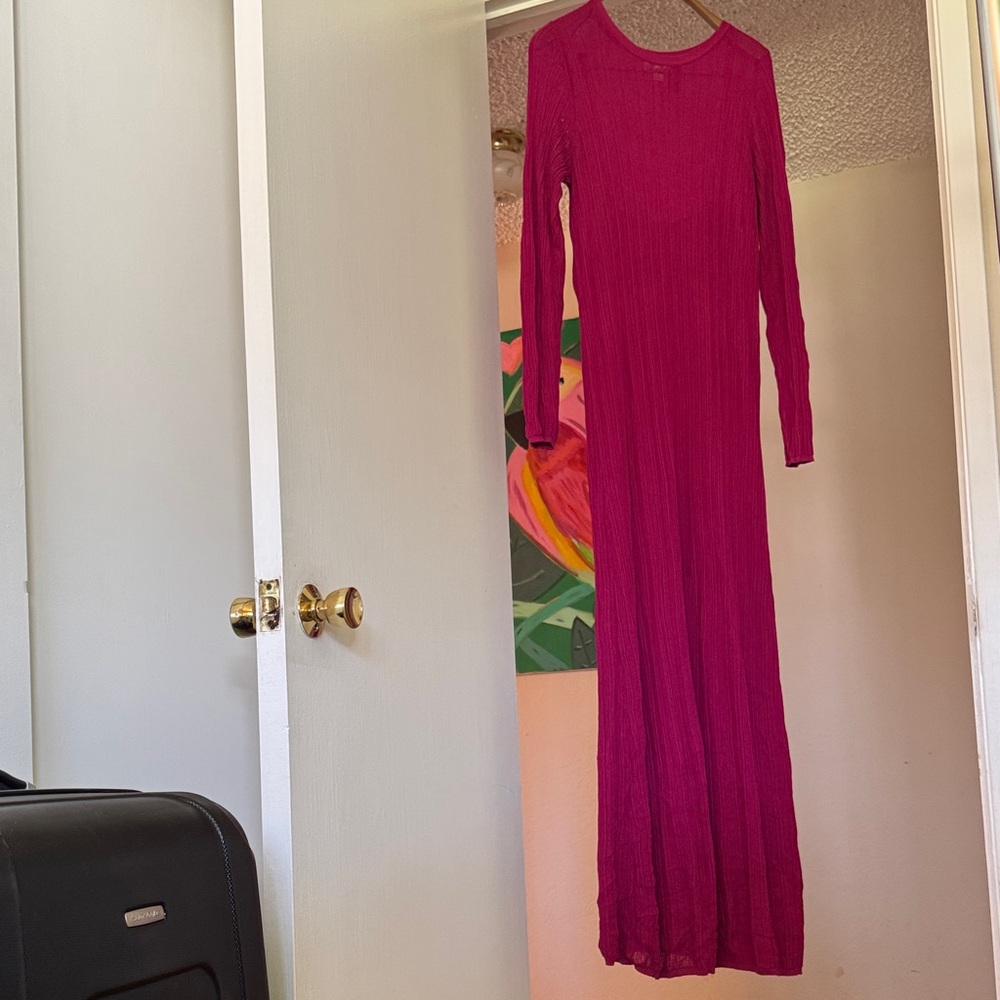 Chic Fuchsia Long Sleeve Dress
